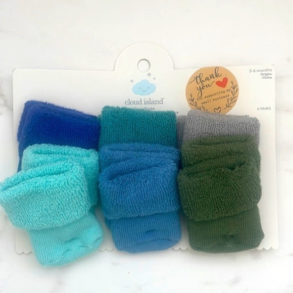 Cloud Island Crew Socks, 3-6 Months Baby blue set New Sz 6pairs - Picture 1 of 5